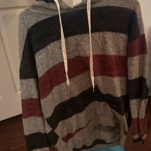 Striped drawstring hoodie